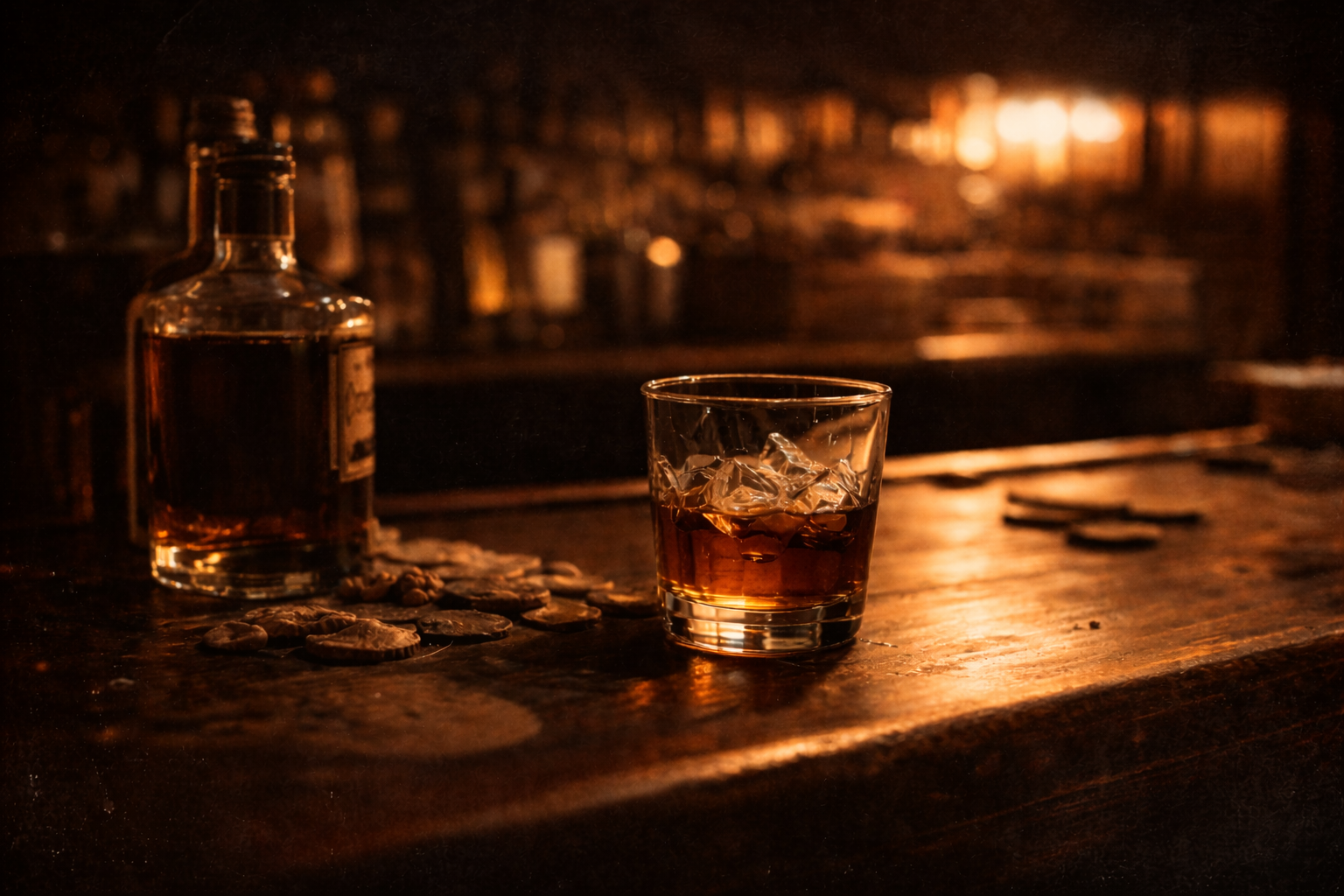 Neon lights and cheap whiskey